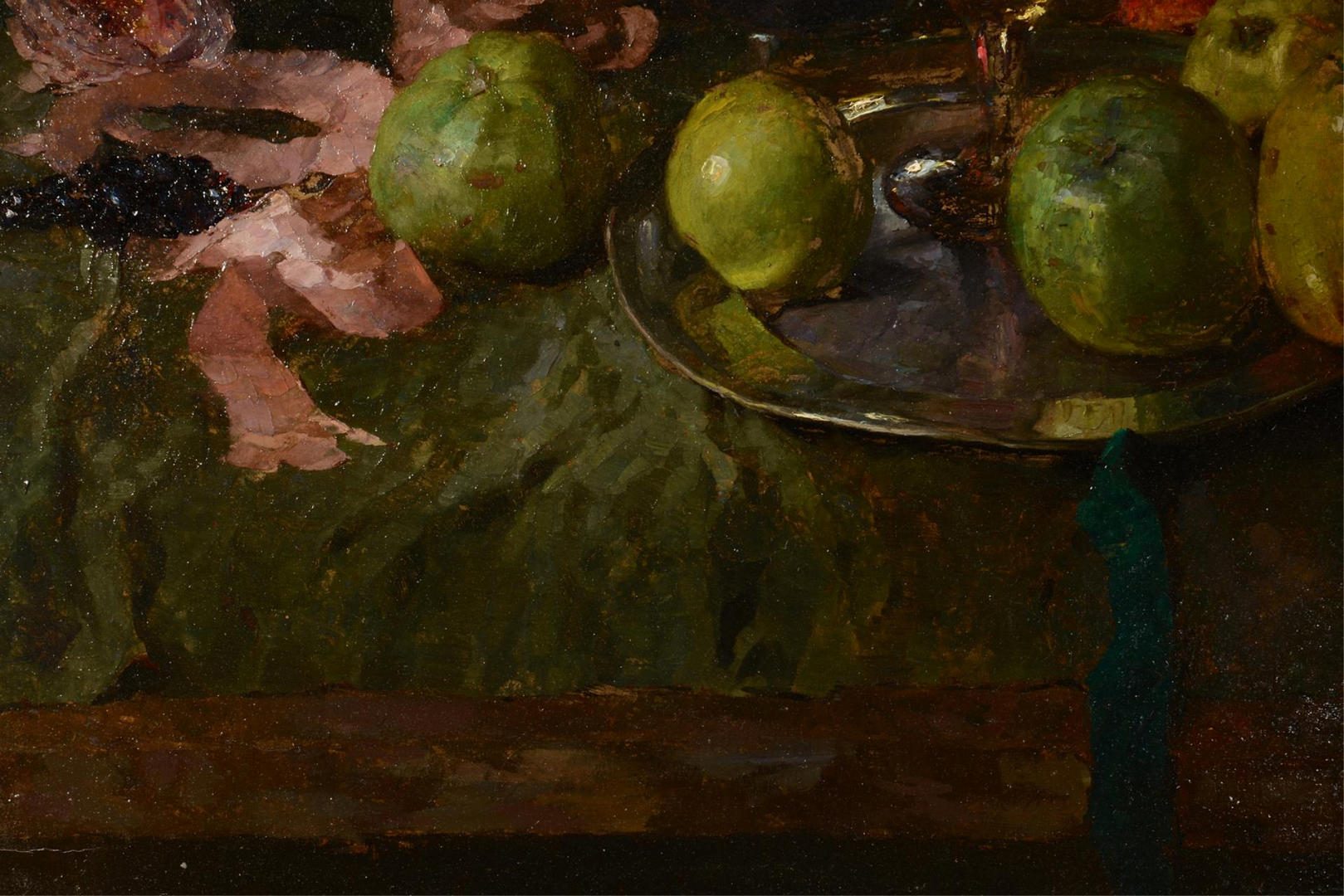 Lot 872: Rene Reinicke, Still Life with Wine and Apples