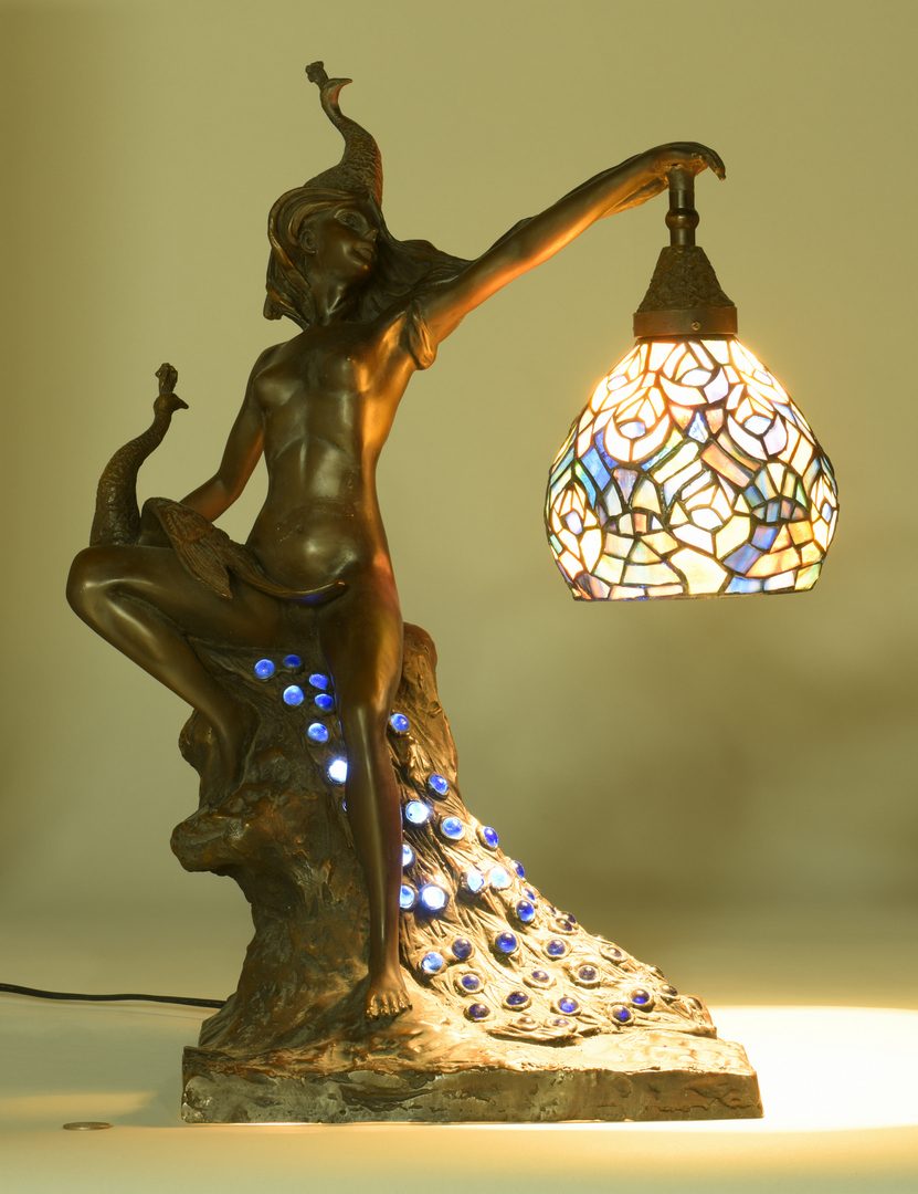 Lot 882: After Wolfers Bronze Nude Lamp