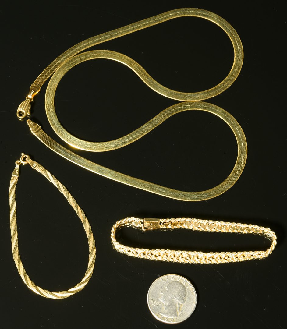 Lot 887: 14K Necklace & 2 Bracelets