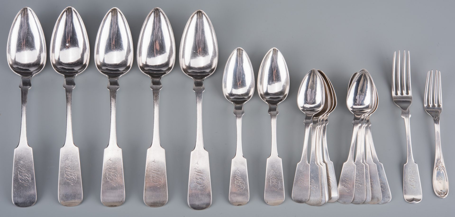 Lot 896: Group of NY Coin Silver Flatware