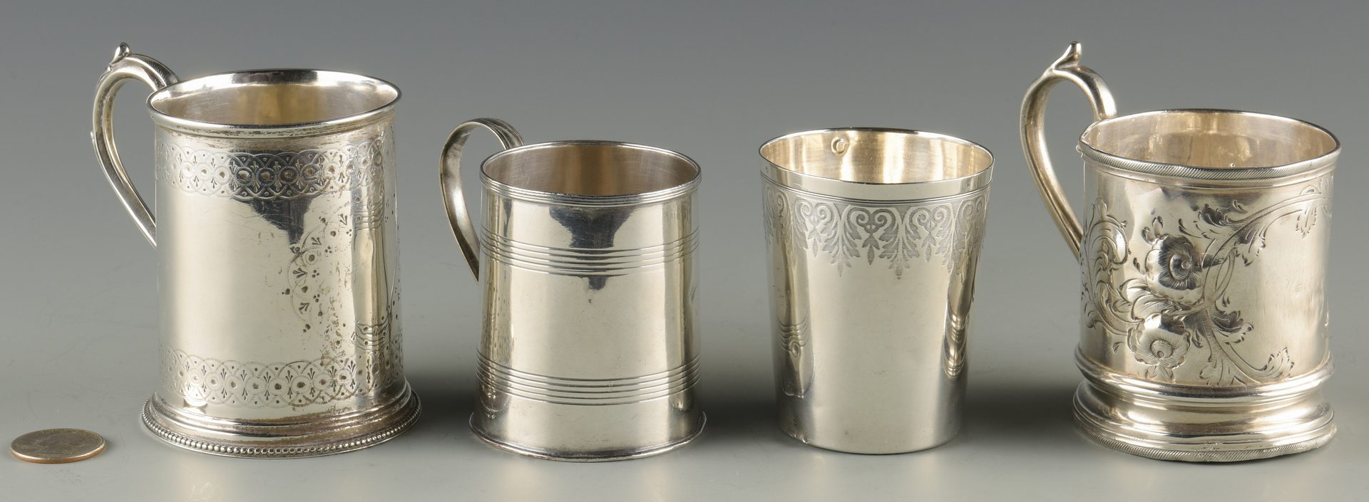 Lot 897: 4 Cups inc. Coin, Sterling, French