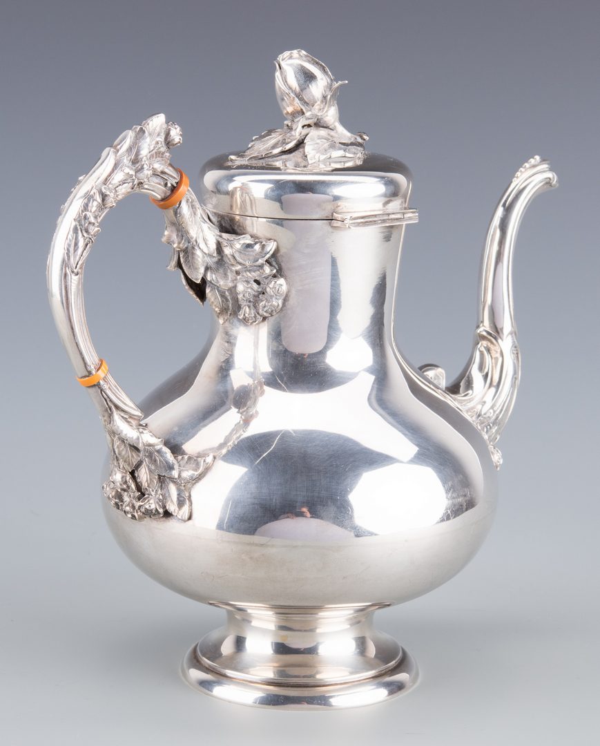 Lot 902: German 800 Silver Teapot w/ Roses