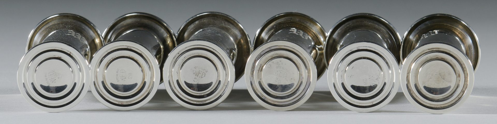 Lot 918: 8 Sterling Cordials & 2 Sterling Tumblers