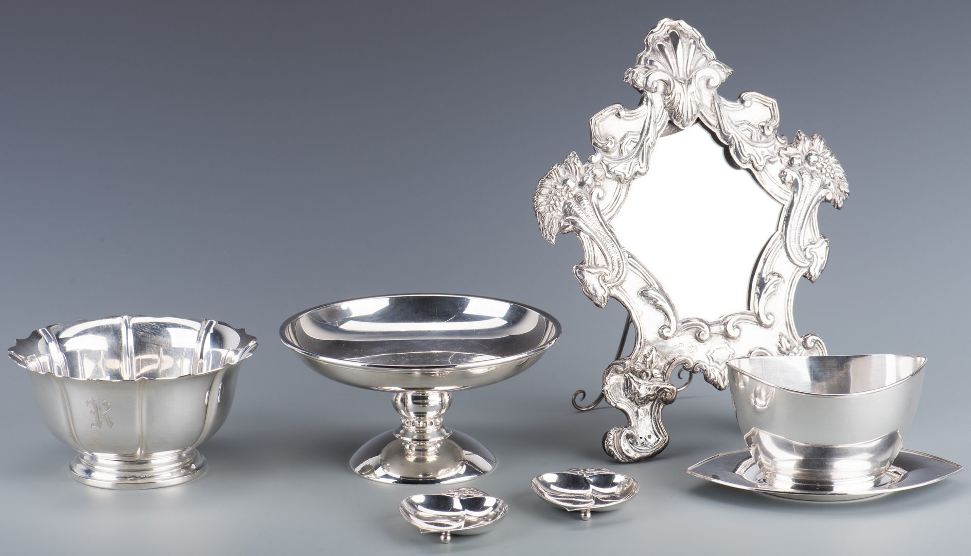 Lot 932: 6 pcs Silver Hollowware inc. Mirror and Tiffany | Case Auctions