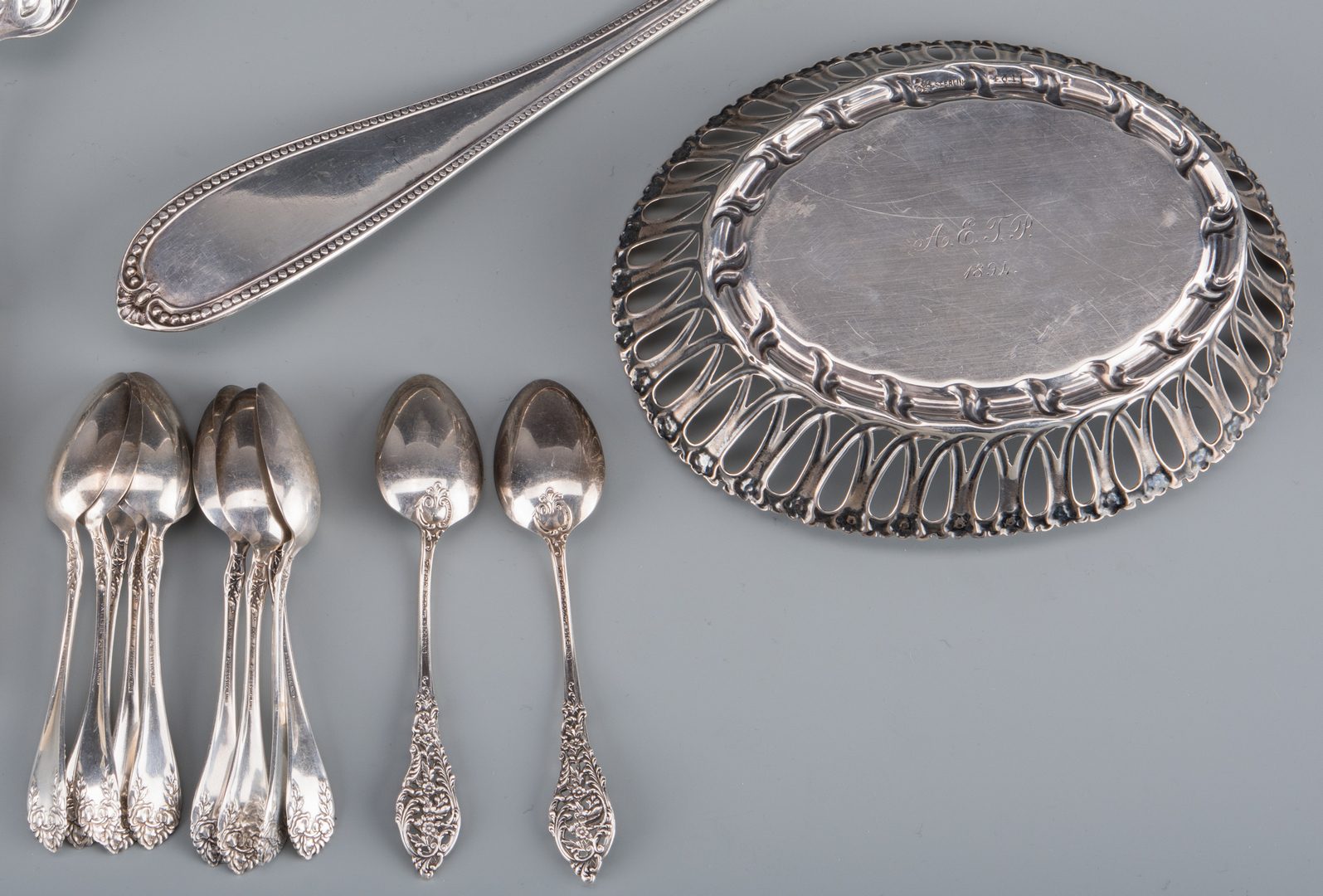 Lot 940: Assd. Sterling, Coin and plated silver inc. Basket