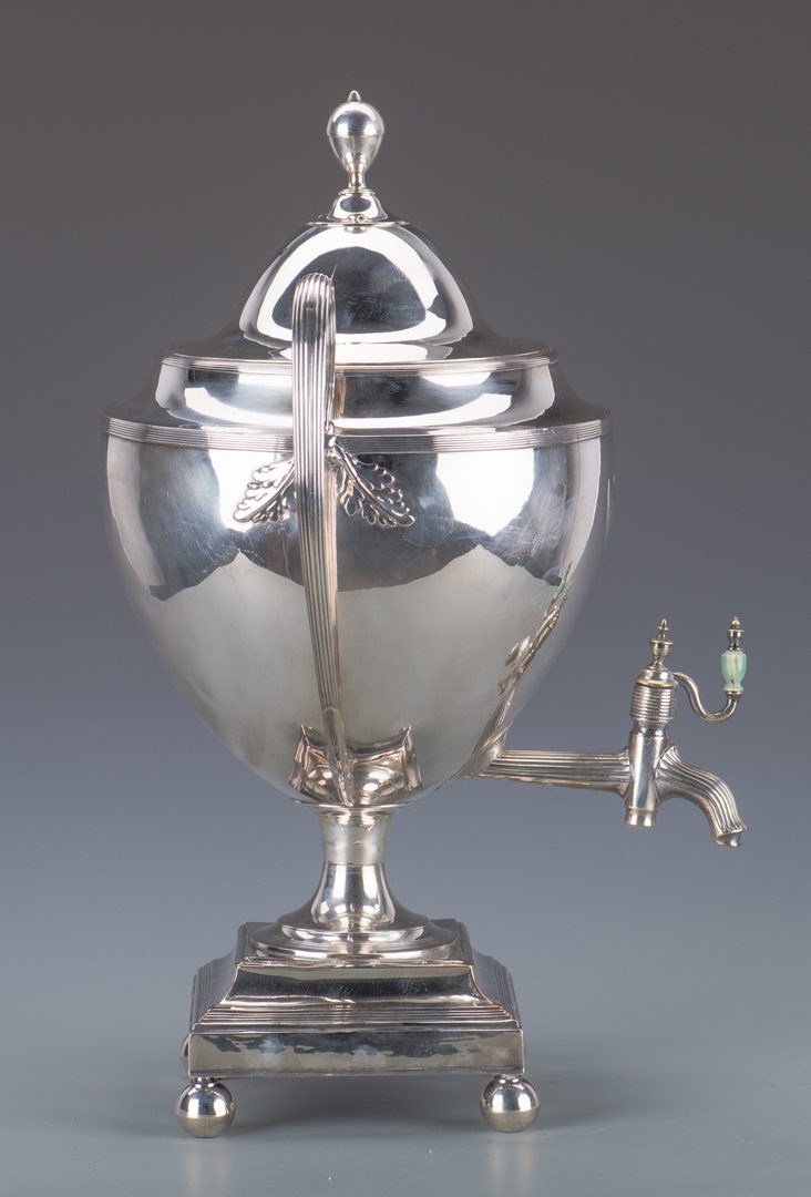 Lot 943:  Old Sheffield Plate Tea Urn, Meat Dome