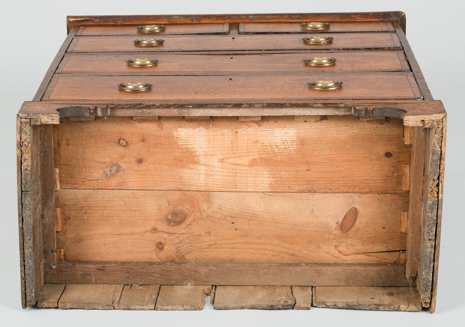 Lot 96: Inlaid Oak Chest of Drawers, 18th c.