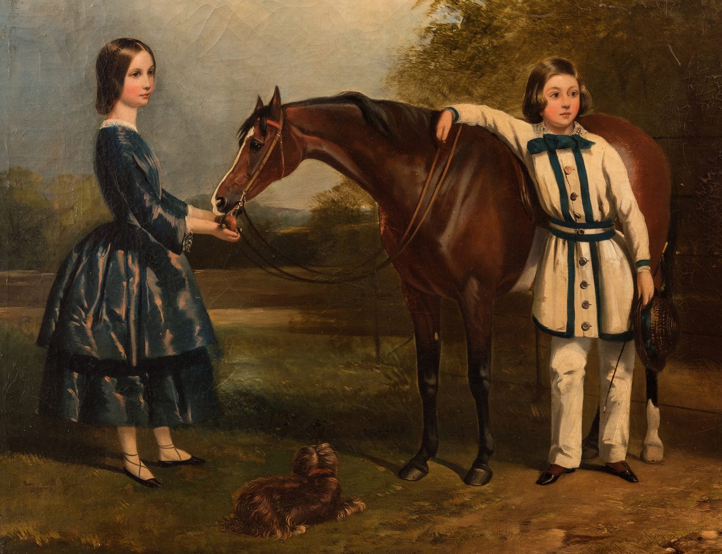 Lot 105: Portrait of a Family with Dog and Pony, circa 1845