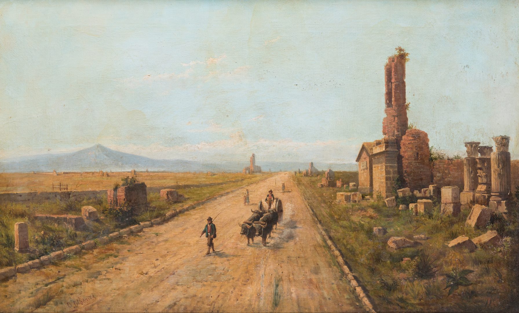 Lot 110: Signed Orientalist Landscape, Road to Damascus
