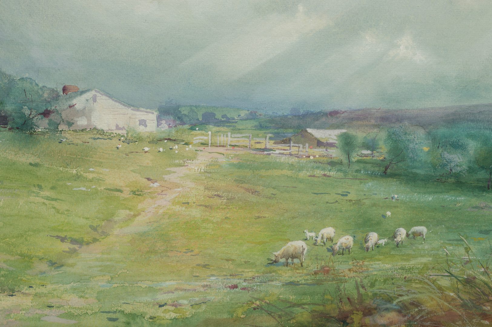 Lot 122: Lloyd Branson Panoramic East TN Farm Scene, Watercolor