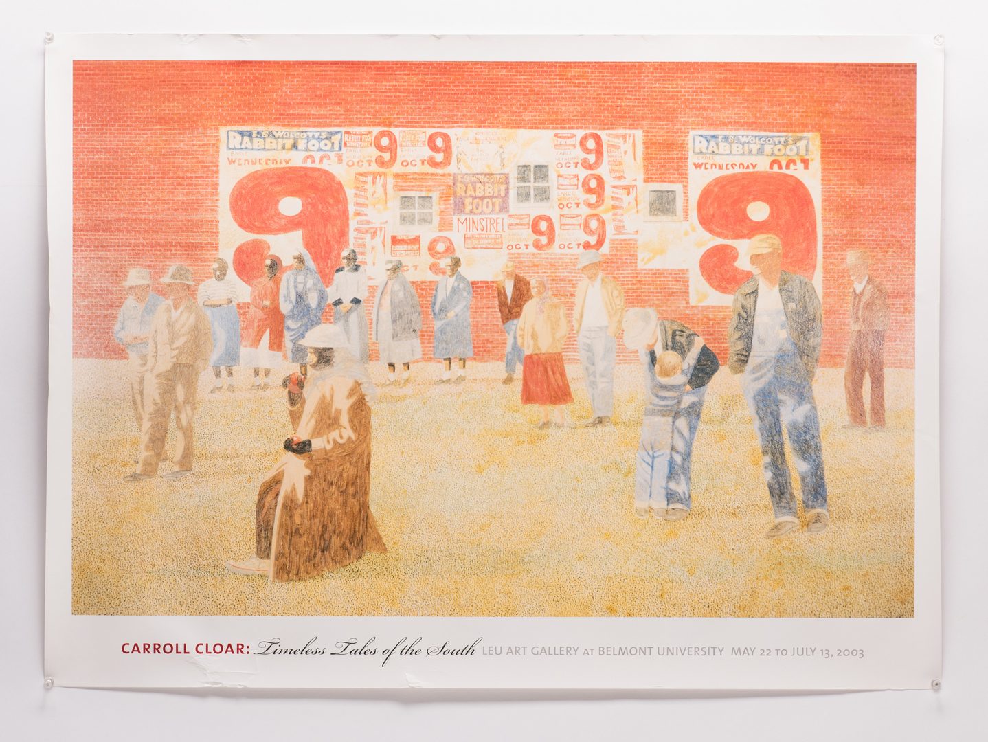 Lot 127: Carroll Cloar painting, The Waiting, with sketch and poster