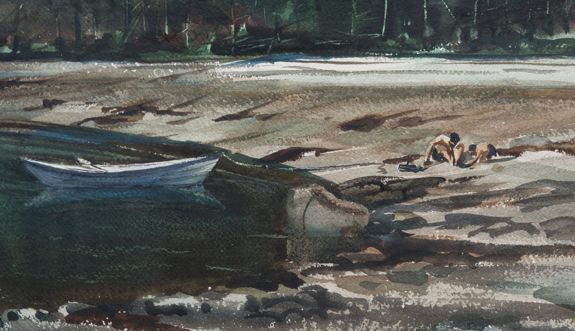 Lot 138: John McCoy Watercolor, Clam Diggers