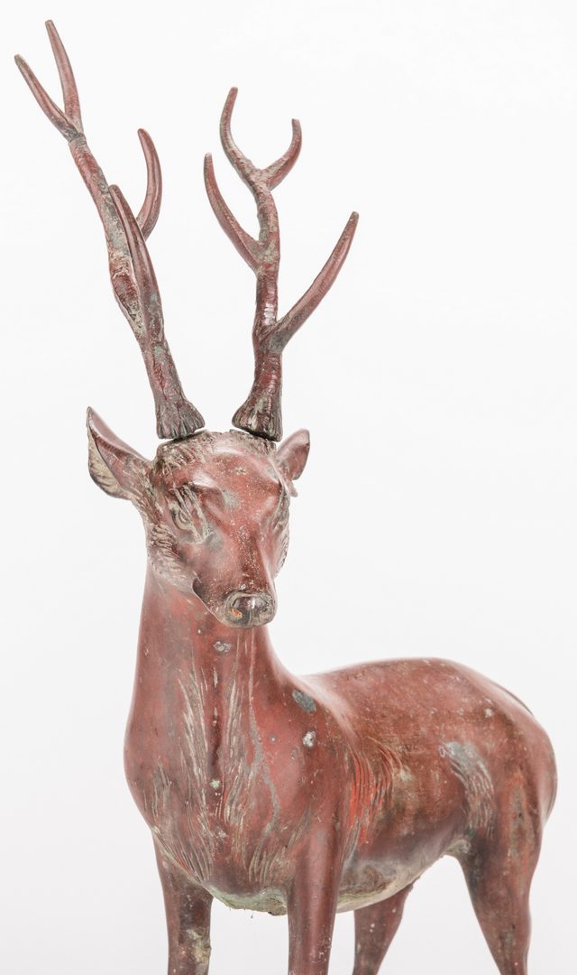 Lot 13: Pair Chinese Bronze Deer, exhibited