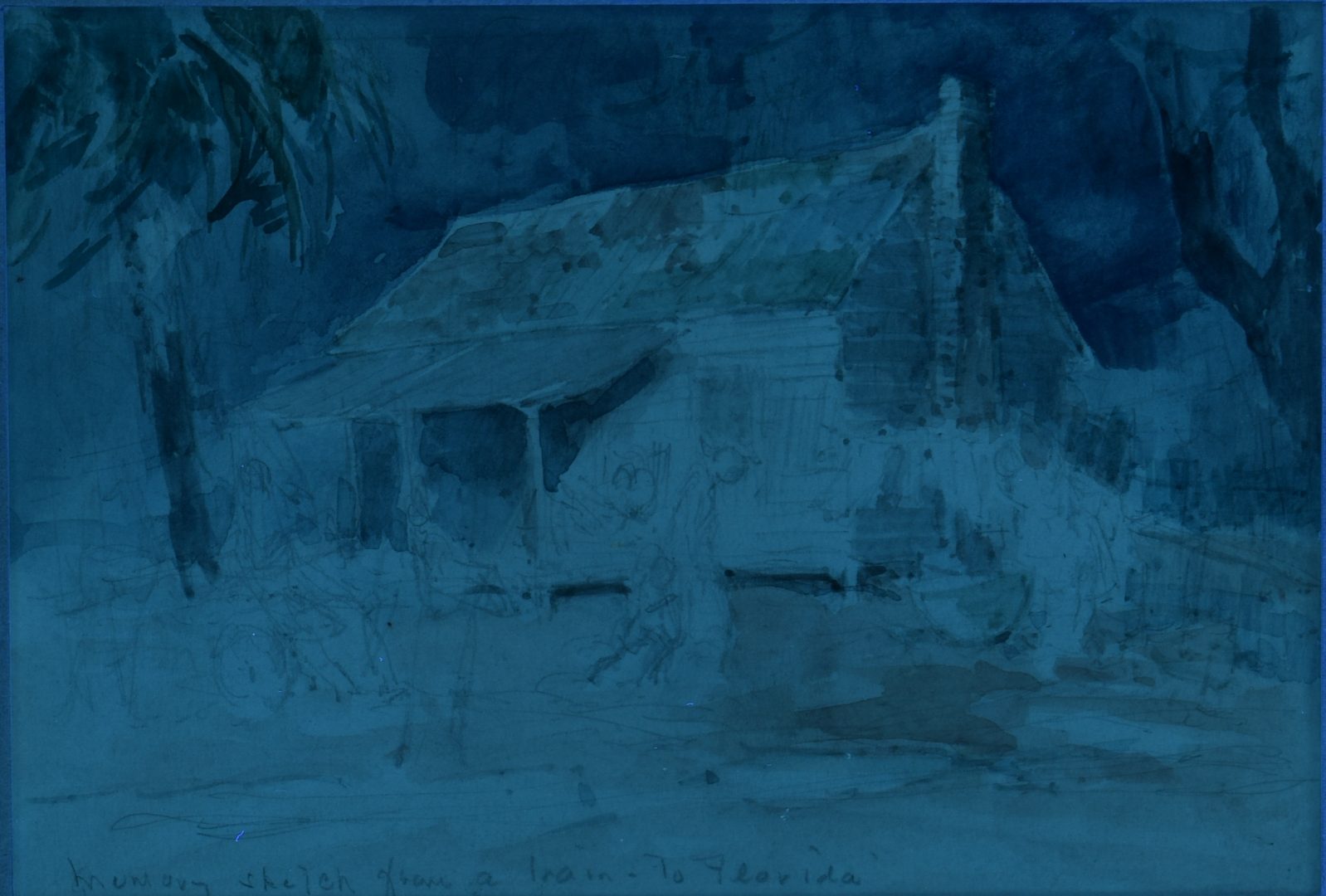 Lot 145: Everett Shinn Watercolor, Southern Landscape