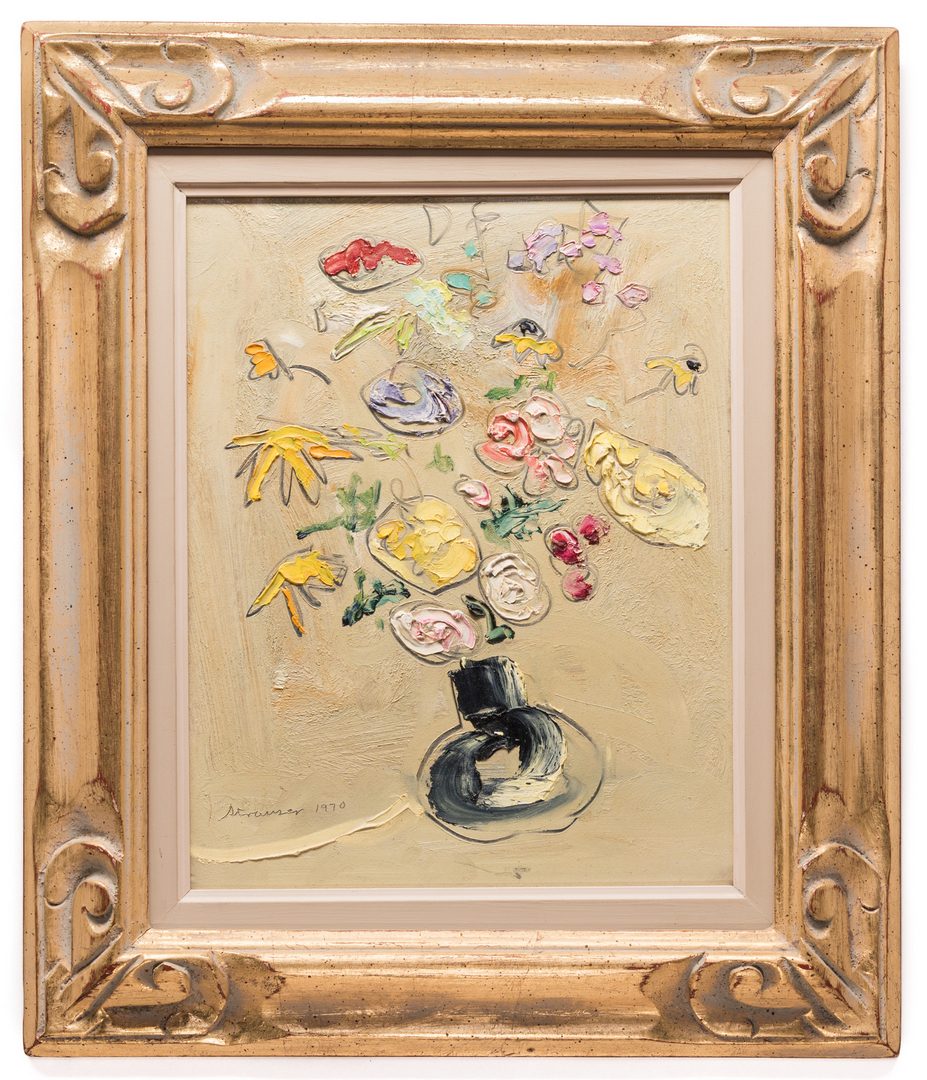 Lot 148: 2 Sterling Strauser Floral Still Life Paintings, both 20" x 17" framed