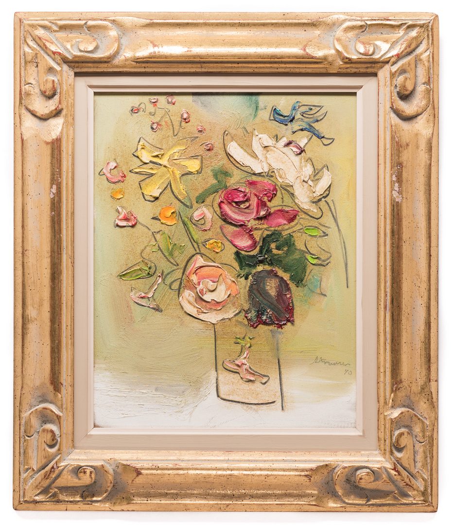 Lot 148: 2 Sterling Strauser Floral Still Life Paintings, both 20" x 17" framed