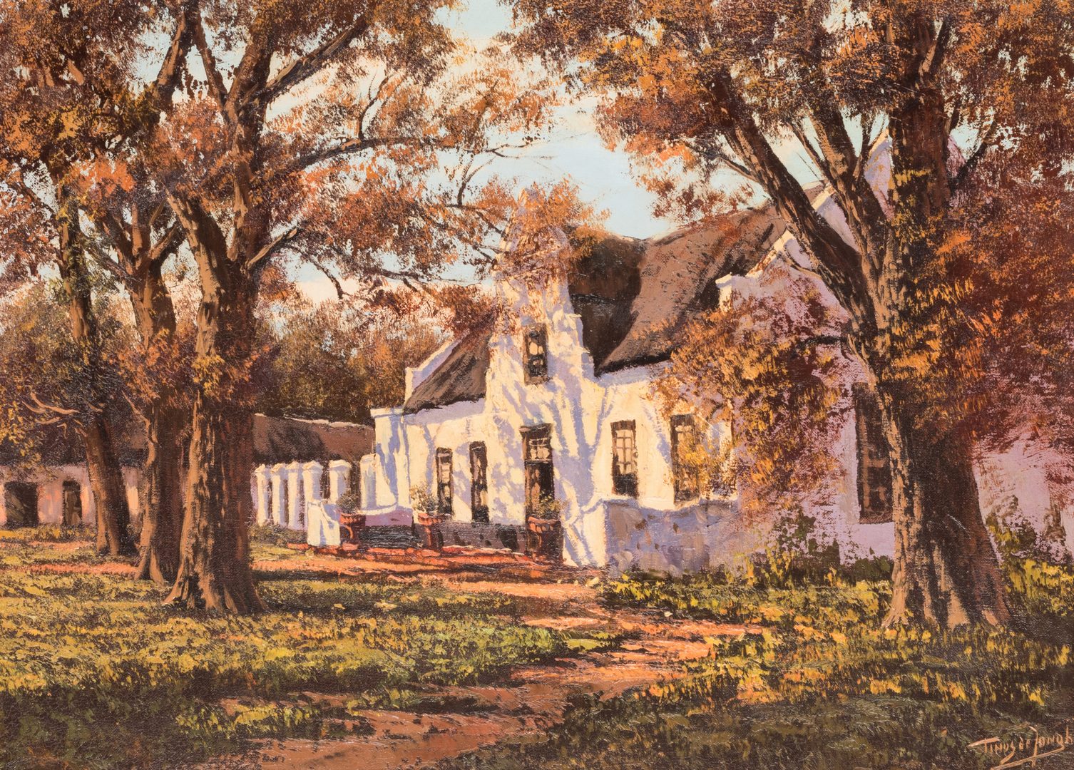 Lot 160: Tinus de Jongh O/C, South African Cottage