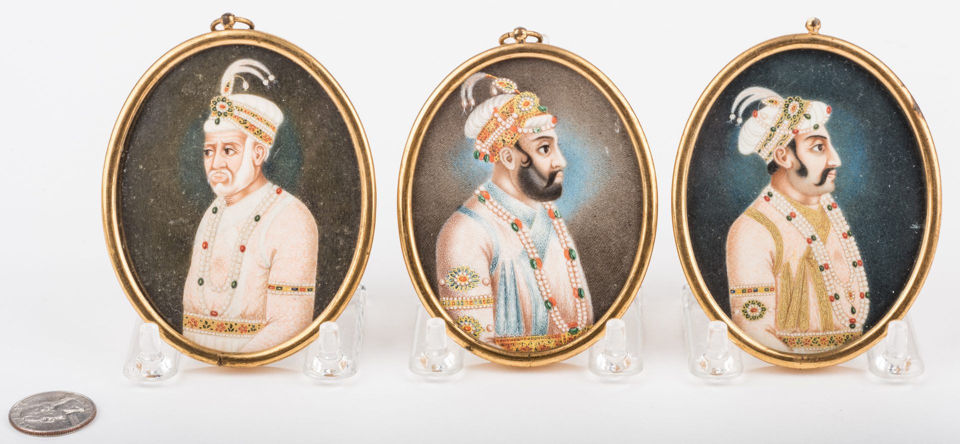 Lot 164: 3 Oval Miniatures of Far East Indian Noblemen