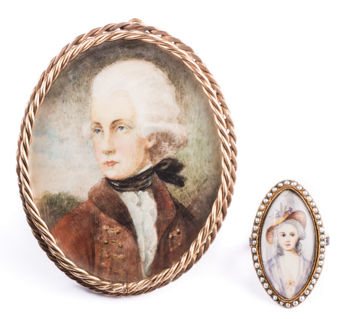 Lot 165: Mourning Portrait Ring and Miniature Portrait