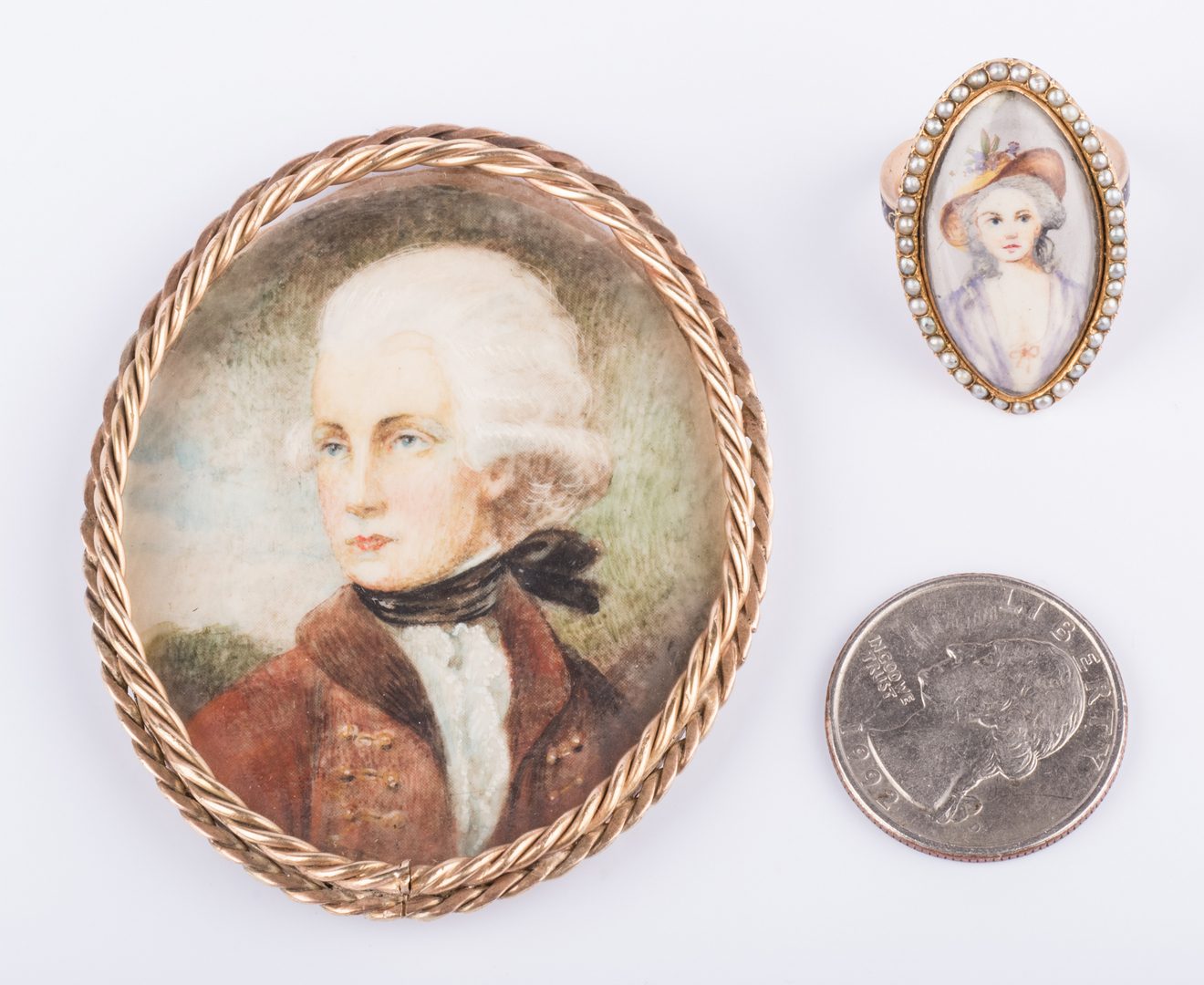 Lot 165: Mourning Portrait Ring and Miniature Portrait