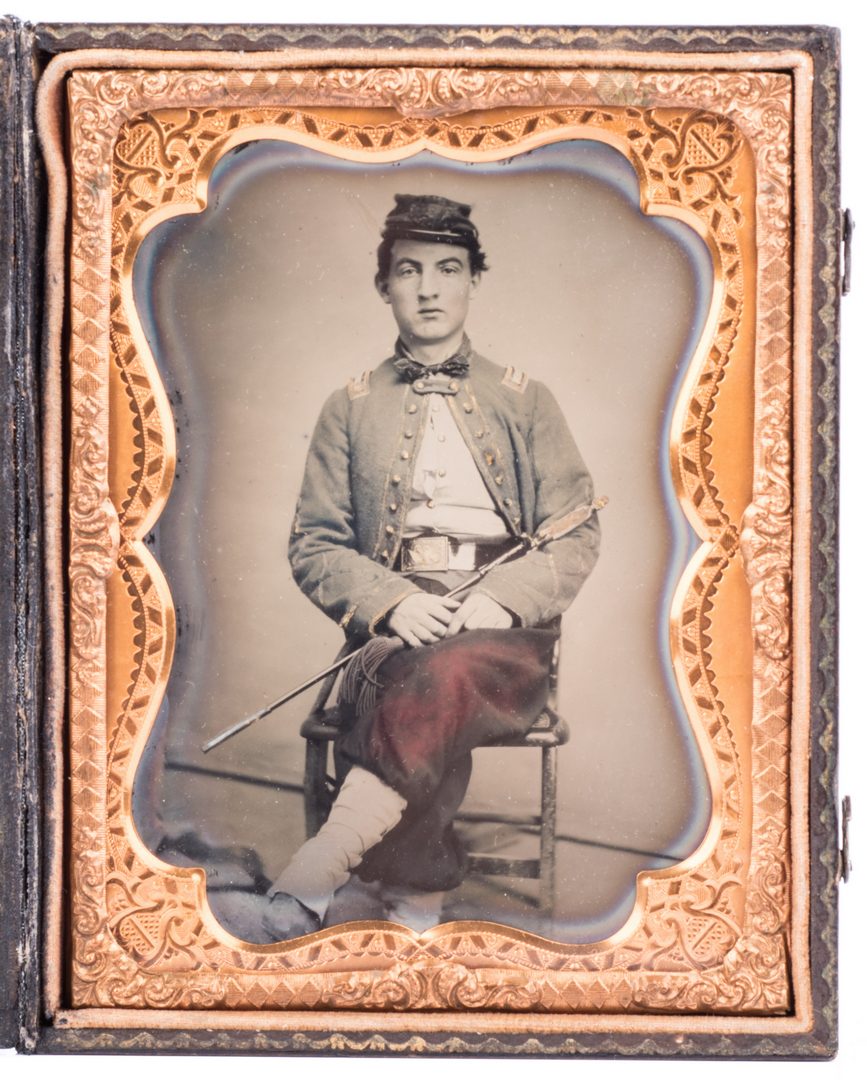 Lot 197: Confederate Zouave Ambrotype, Quarter Plate