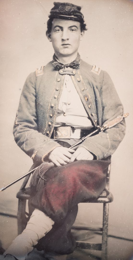 Lot 197: Confederate Zouave Ambrotype, Quarter Plate