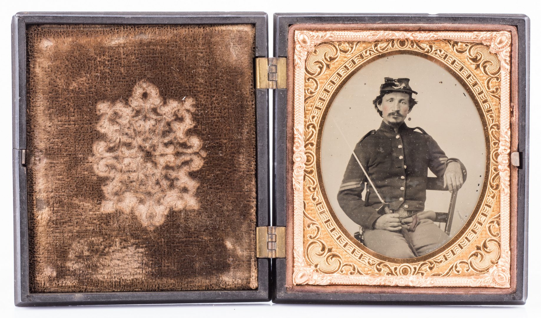 Lot 198: 2 Civil War Union Tintypes, Patriotic Cases