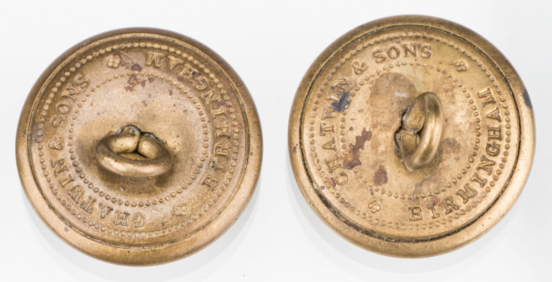 Lot 205: 4 Rare Confederate Uniform Buttons, Chatwin & Sons, Group #2