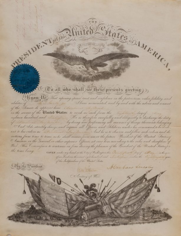 Lot 210: President Abraham Lincoln signed military appointment