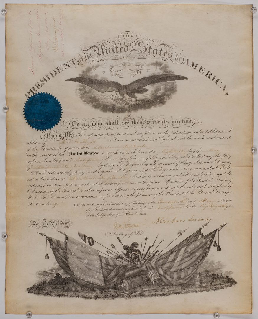 Lot 210: President Abraham Lincoln signed military appointment