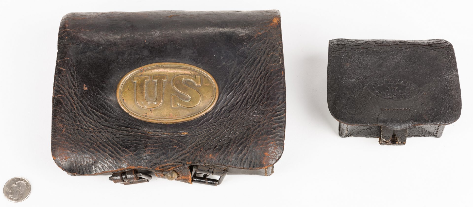 Lot 215: 2 Civil War Items: Cartridge Box & Fuse Pouch