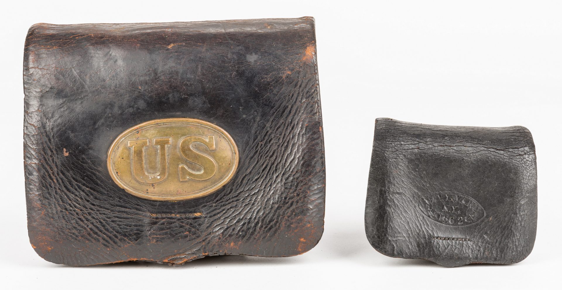 Lot 215: 2 Civil War Items: Cartridge Box & Fuse Pouch