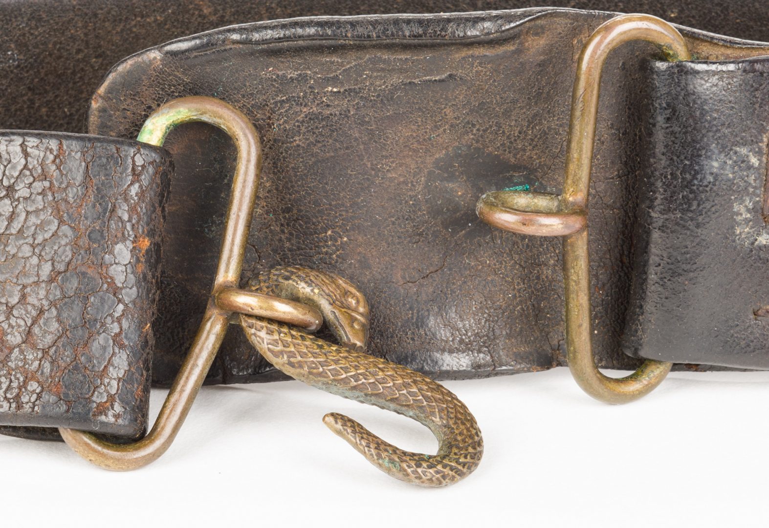 Lot 216: Civil War Waist Belt w/ Snake Buckle, British