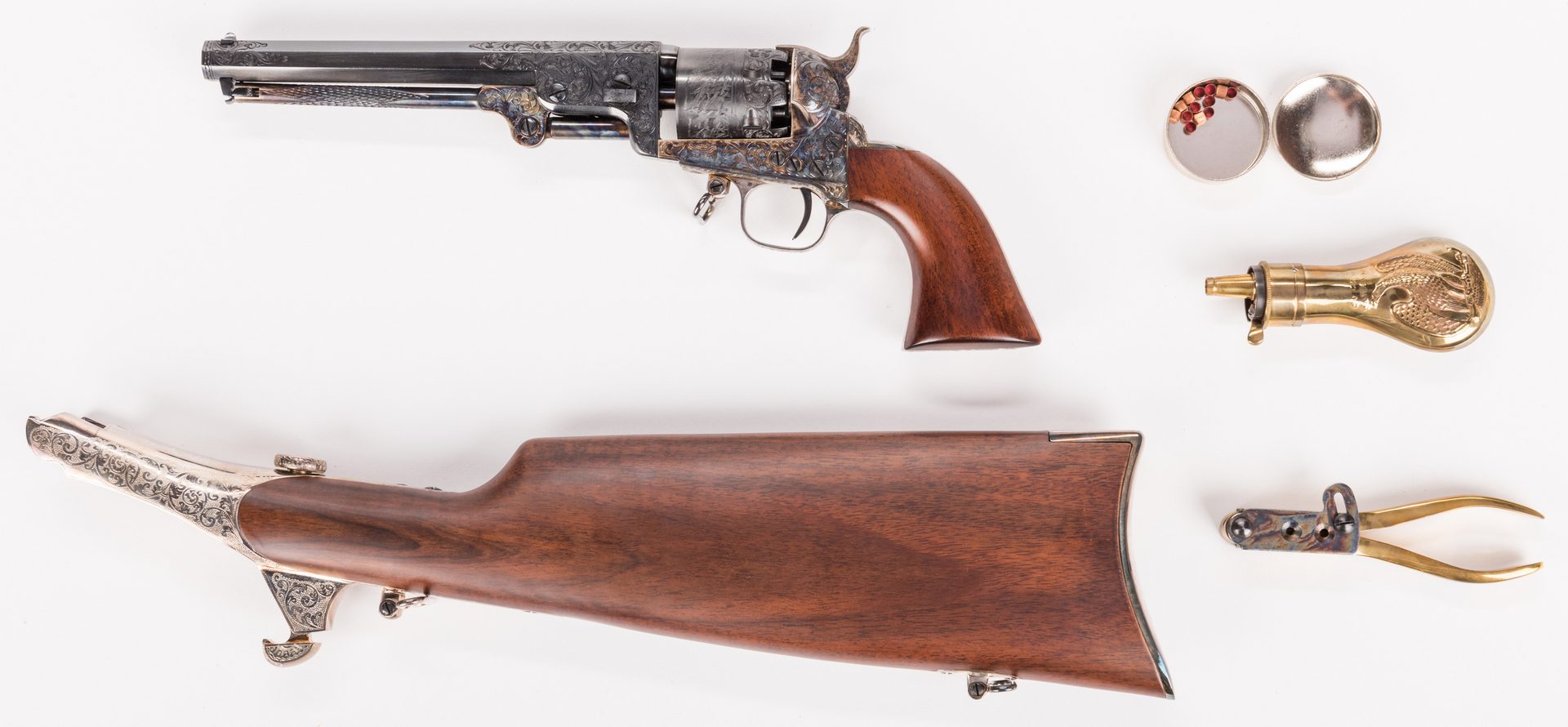 Lot 222: Comm. Jefferson Davis Navy 1851 Revolver, .36 Cal.