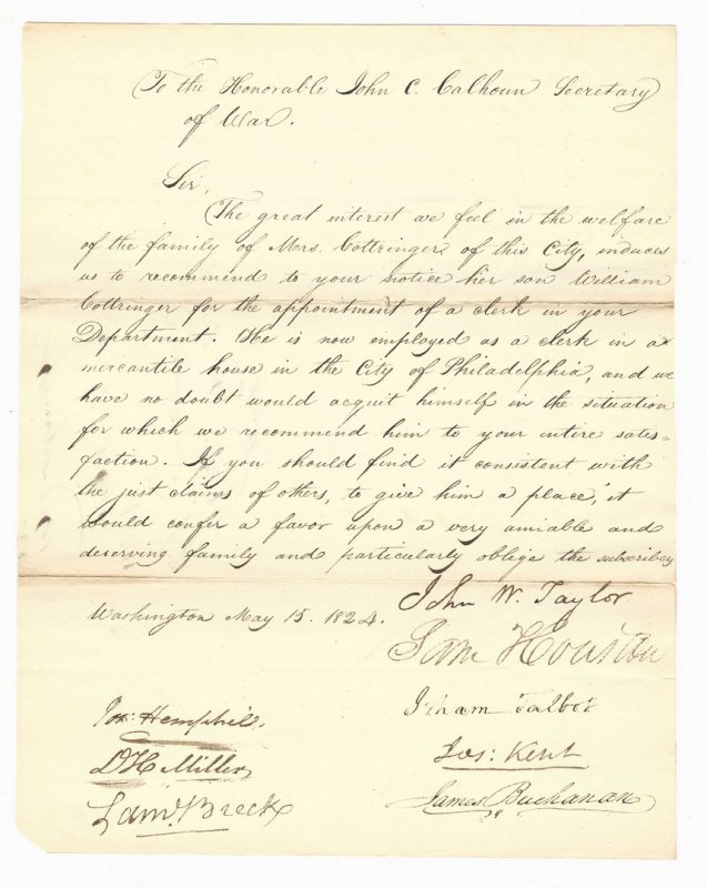 Lot 232: S. Houston & J. Buchanan Signed Letter, 2 prints