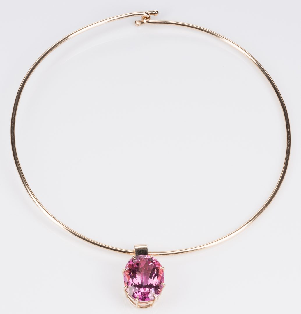 Lot 248: 14K Designer Pink Tourmaline Necklace