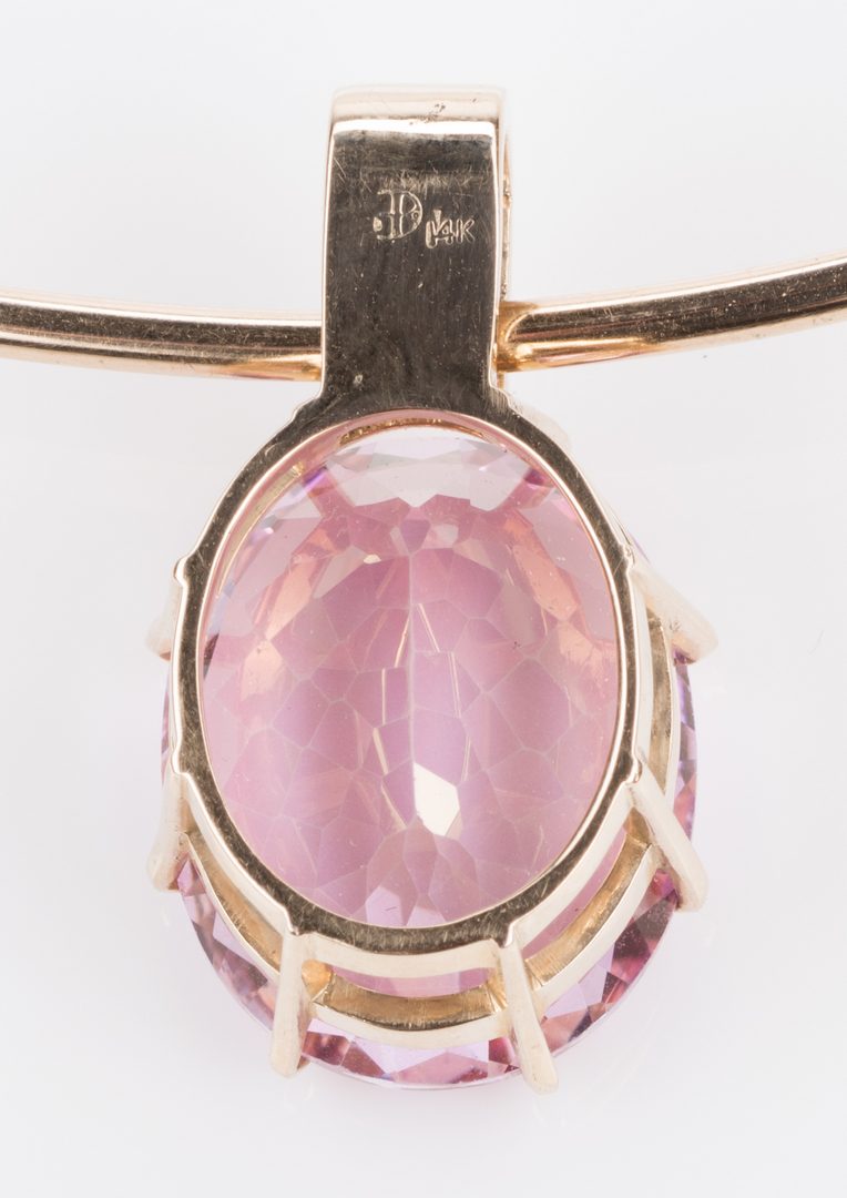 Lot 248: 14K Designer Pink Tourmaline Necklace