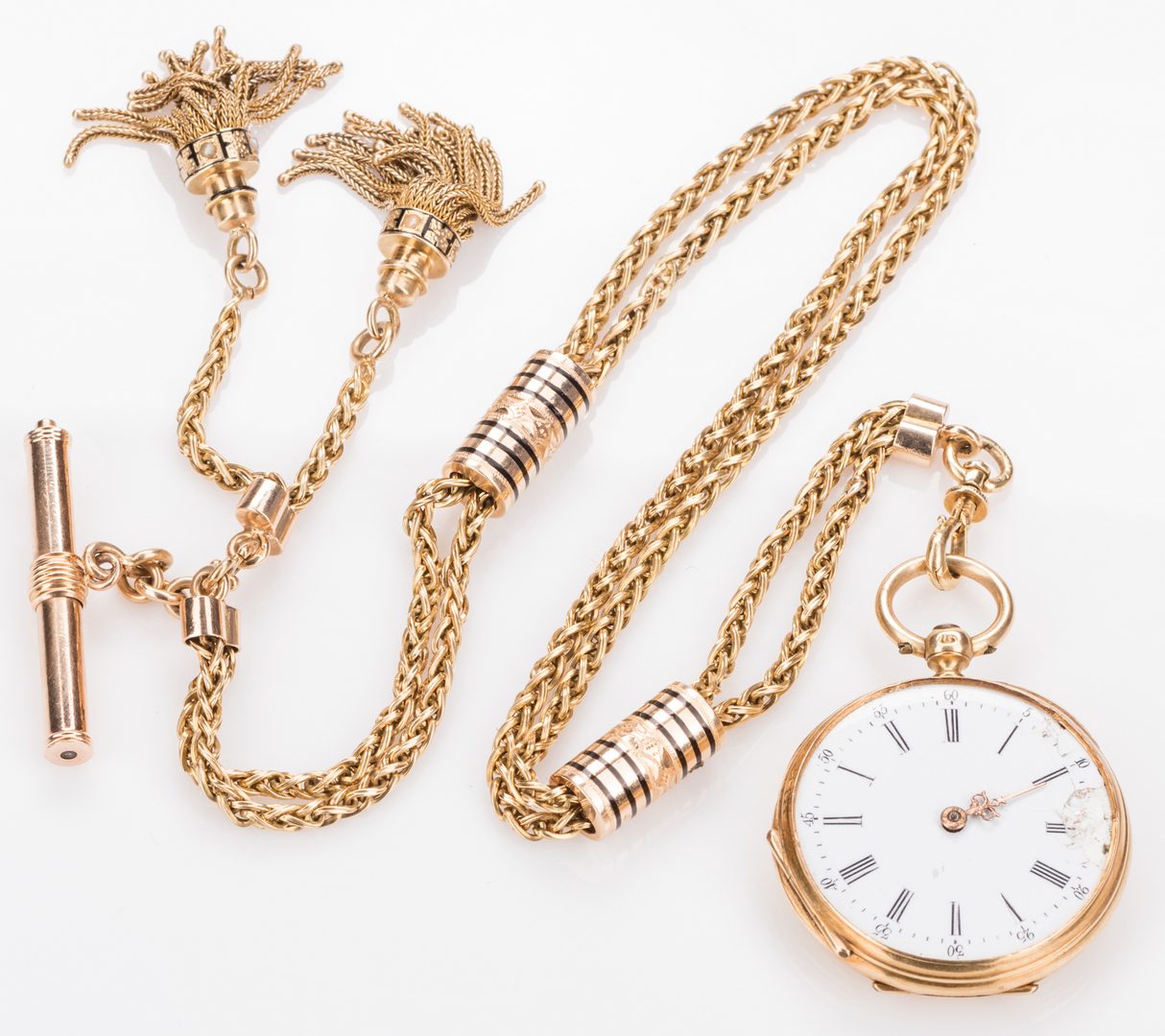 Lot 251: French gold watch chain & Lady's pocketwatch