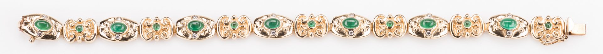 Lot 252: 14K Emerald Bracelet, 23. 8 grams