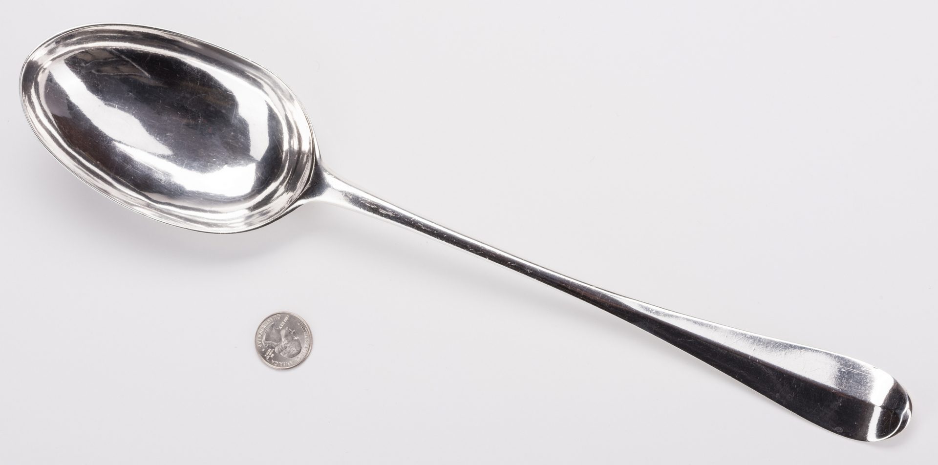 Lot 255: Scottish George II Basting spoon, 15" L