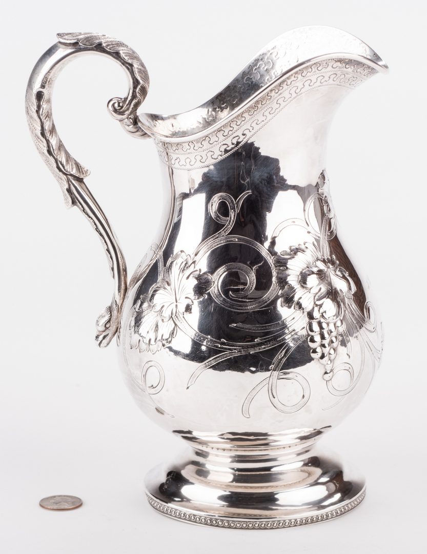 Lot 260: Wood & Hughes Coin Silver Water Pitcher