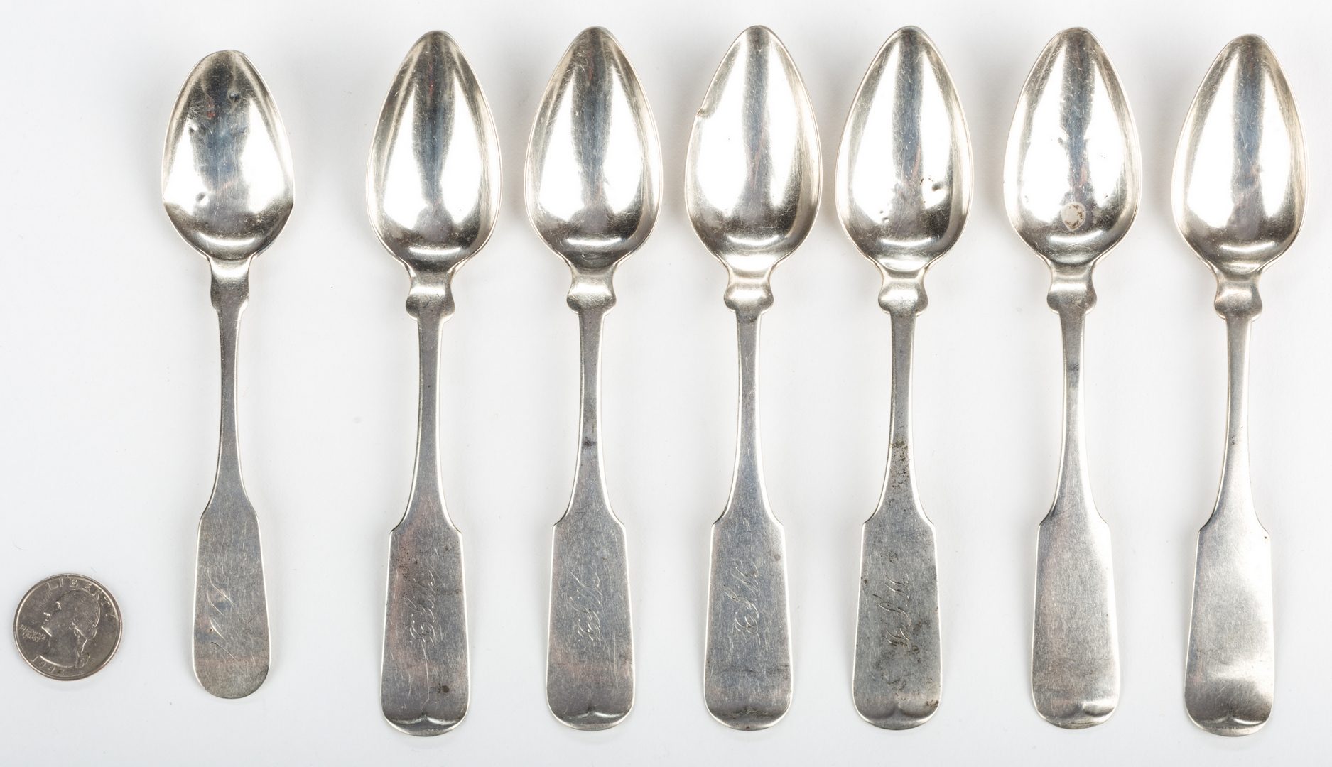 Lot 285: 7 Georgia Related Coin Silver Teaspoons