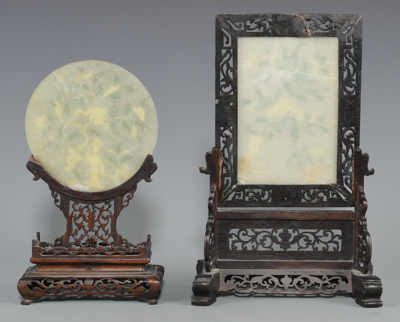 Lot 28: 2 Chinese Hardstone Table Screens