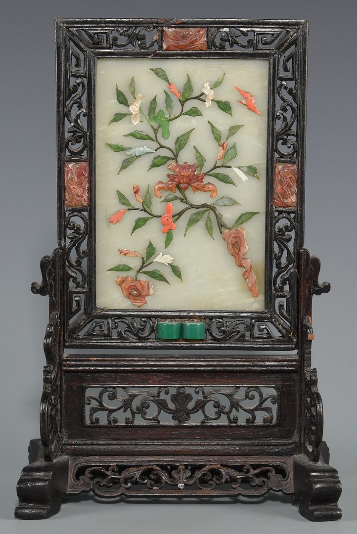 Lot 28: 2 Chinese Hardstone Table Screens