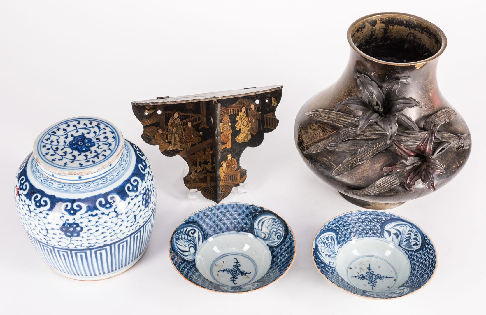 Lot 308: 5 Asian Decorative Items, inc. Bronze