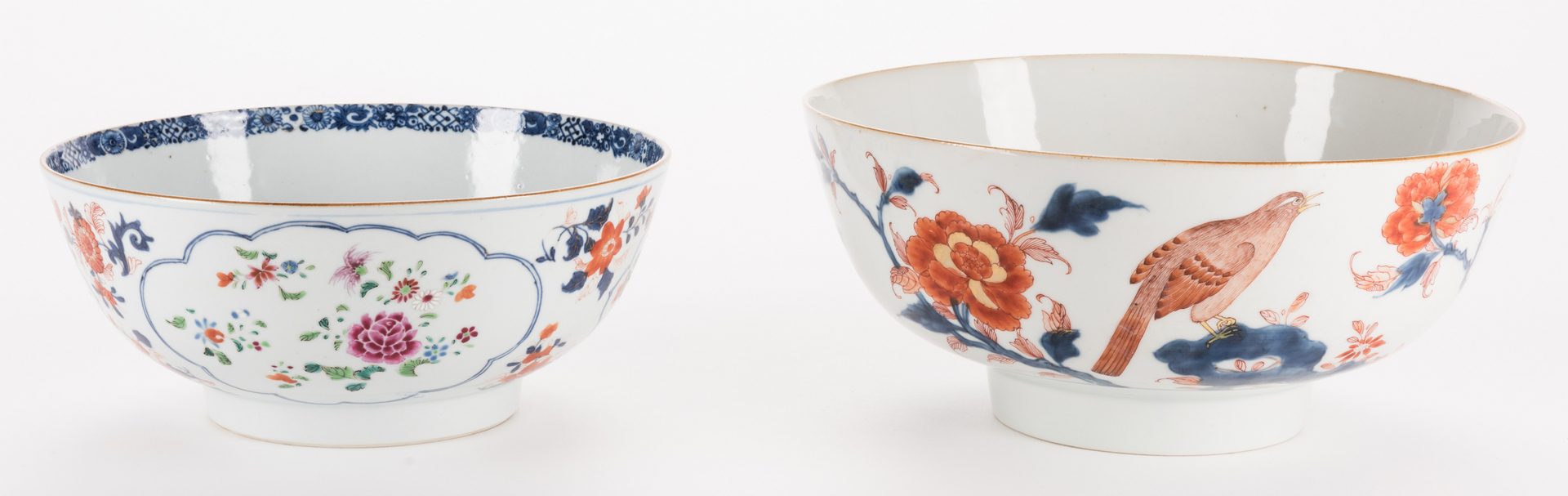 Lot 318: 2 large Chinese Imari Export Porcelain Footed Bowls, 18th c.