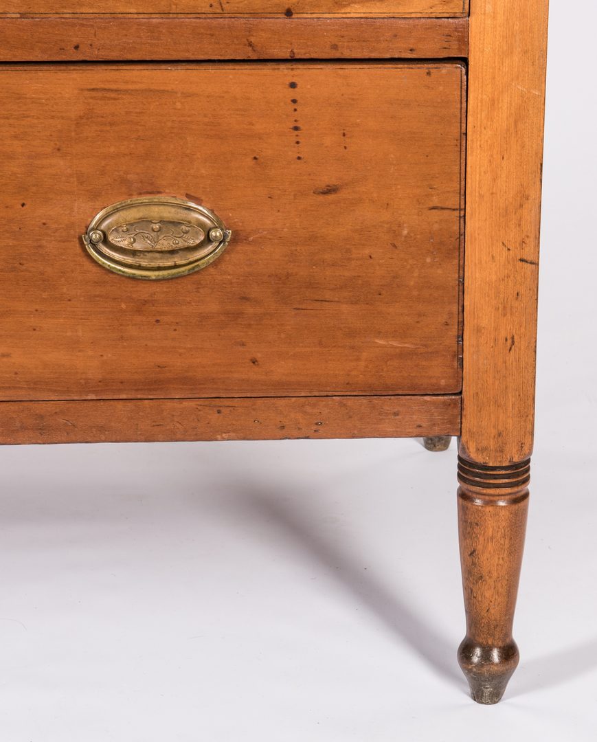 Lot 375: East TN Sheraton Chest of Drawers, Turned Feet