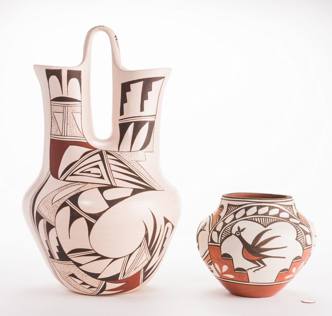 Lot 384: 2 Native American Pottery Items, Navasie & Medina