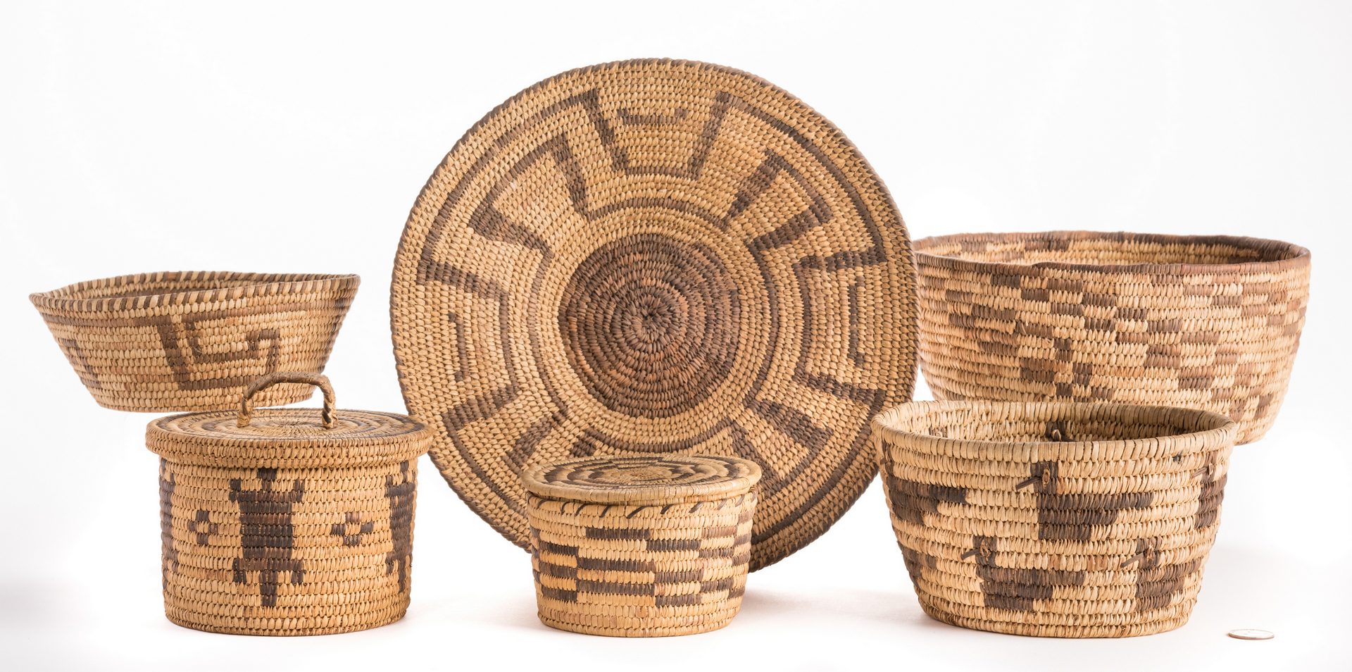 Lot 388: 6 Native American Papago Baskets