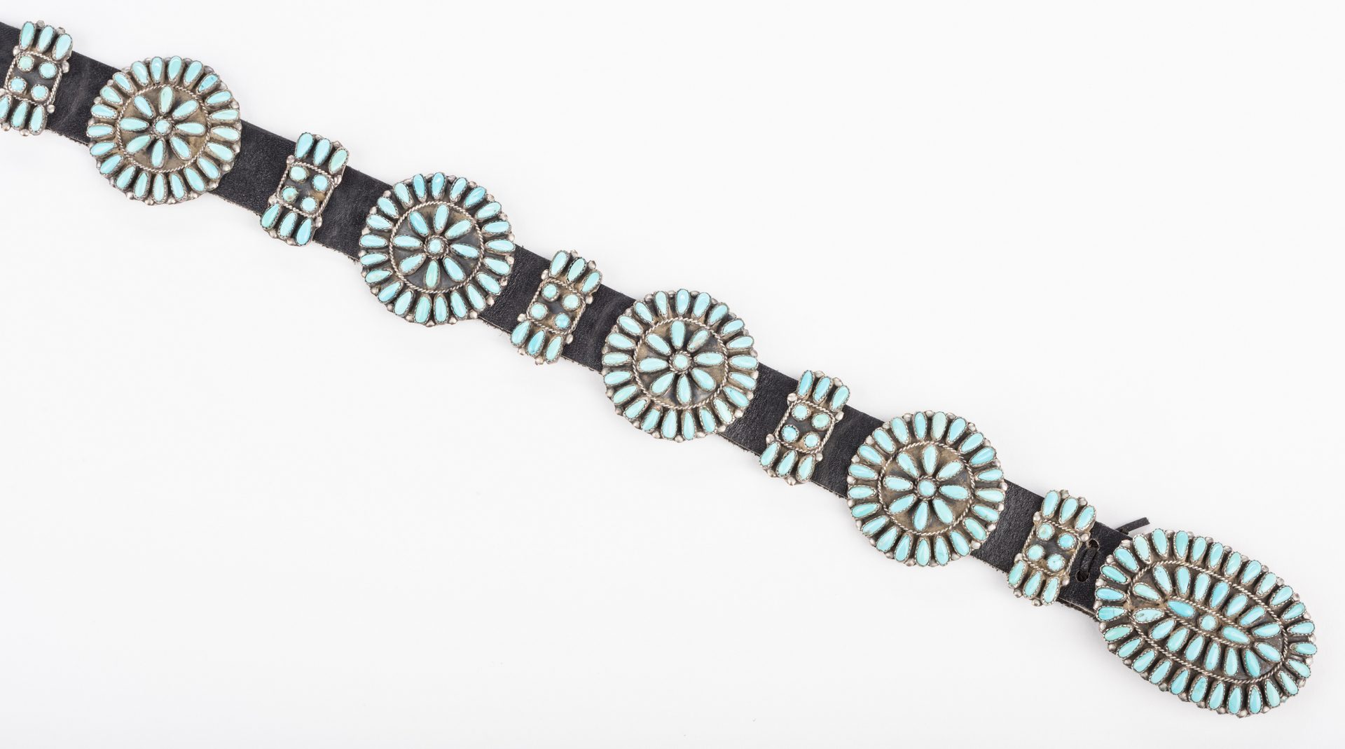 Lot 394: Navajo Sterling Turquoise Concho Belt